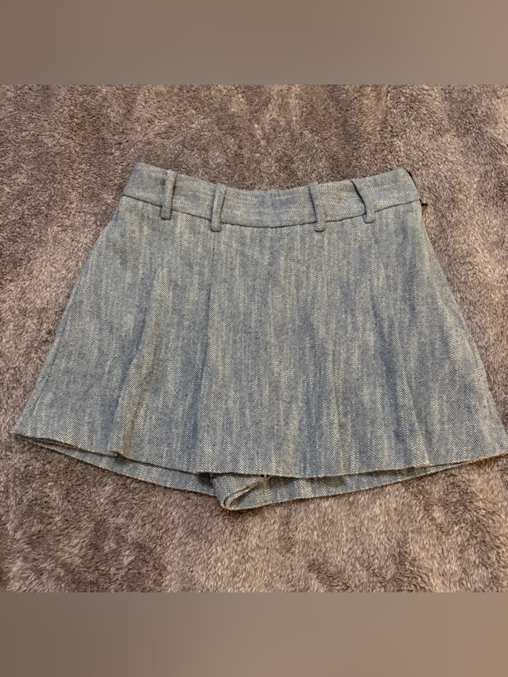 Zara Blue-Gray Chambray Pleated Skort sz small